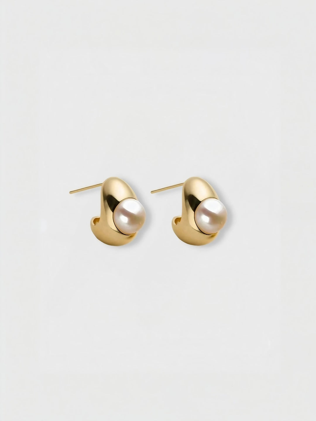 Chunk Crescent Pearl Studs