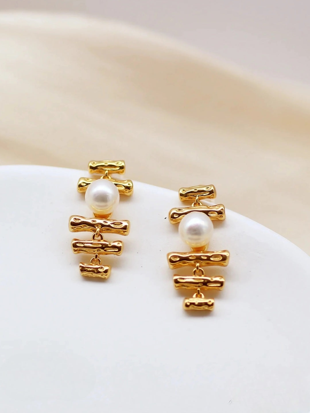 Pearl Bar Drop Earrings