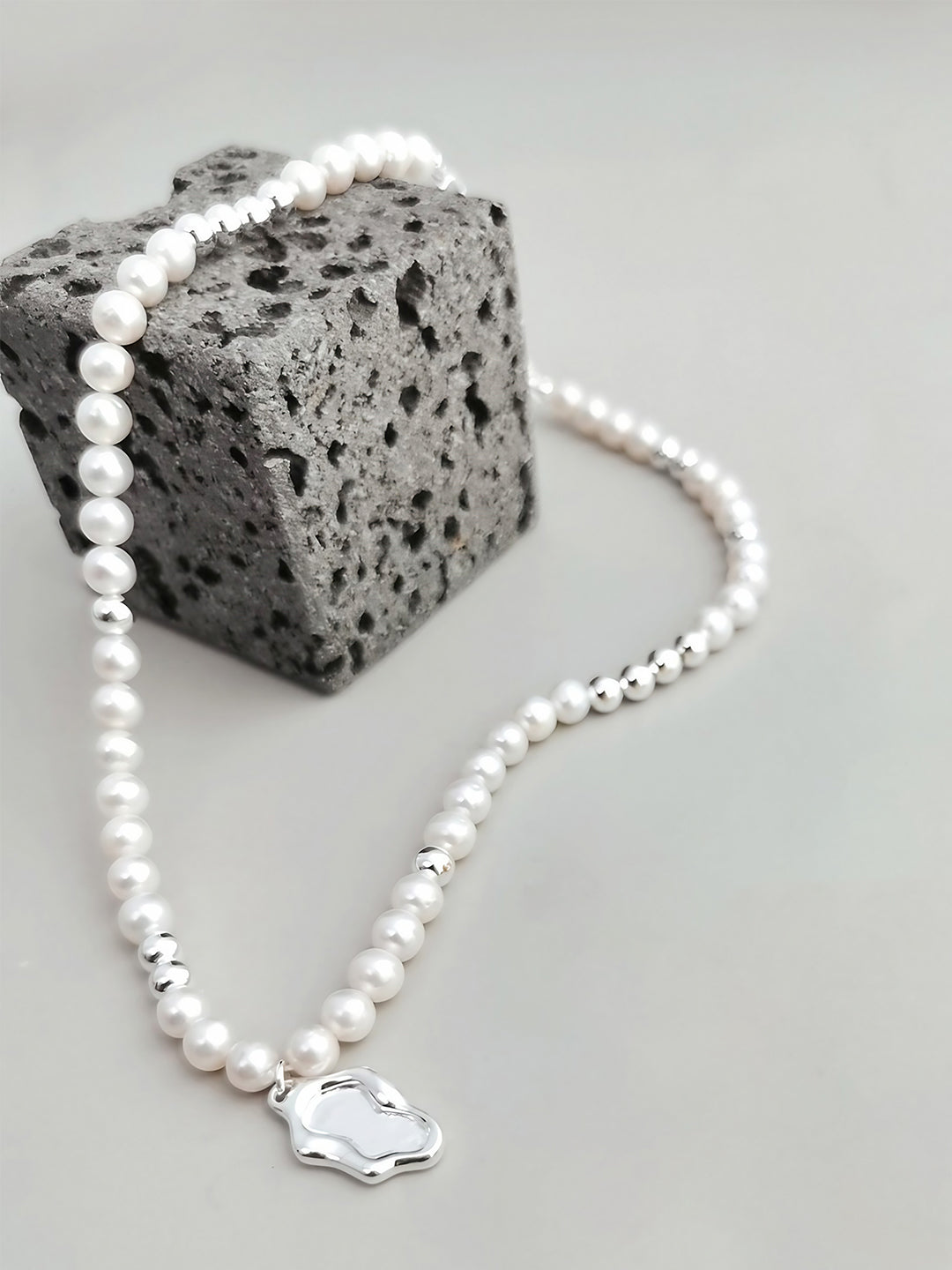 Abstract Elegance Pearl Necklace-Necklaces-SoulAdorne