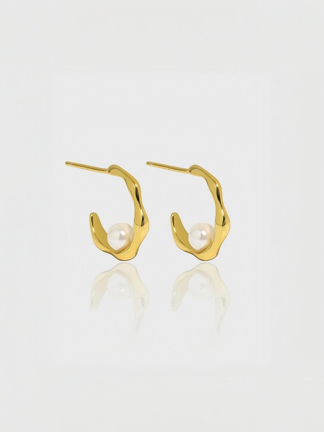 Abstract Wave Pearl Hoops-Earrings-SoulAdorne