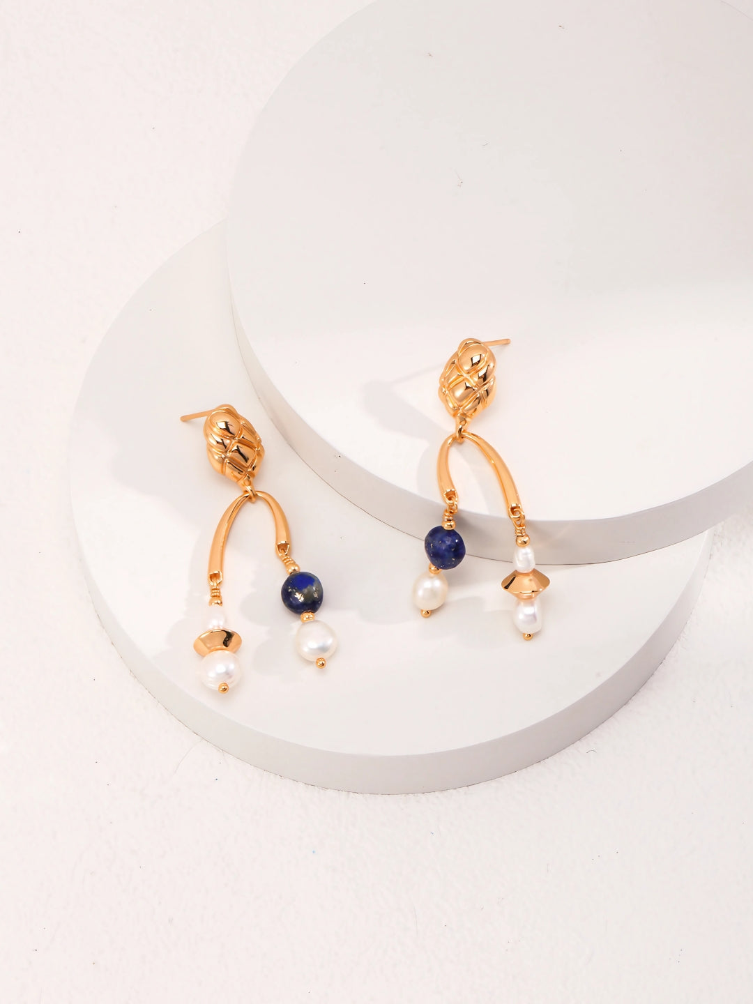 Arc Pearl Drop Earrings-Earrings-SoulAdorne