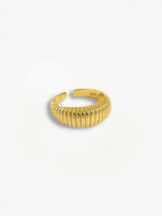 Aureate Ribbed Cuff Ring-Rings-SoulAdorne