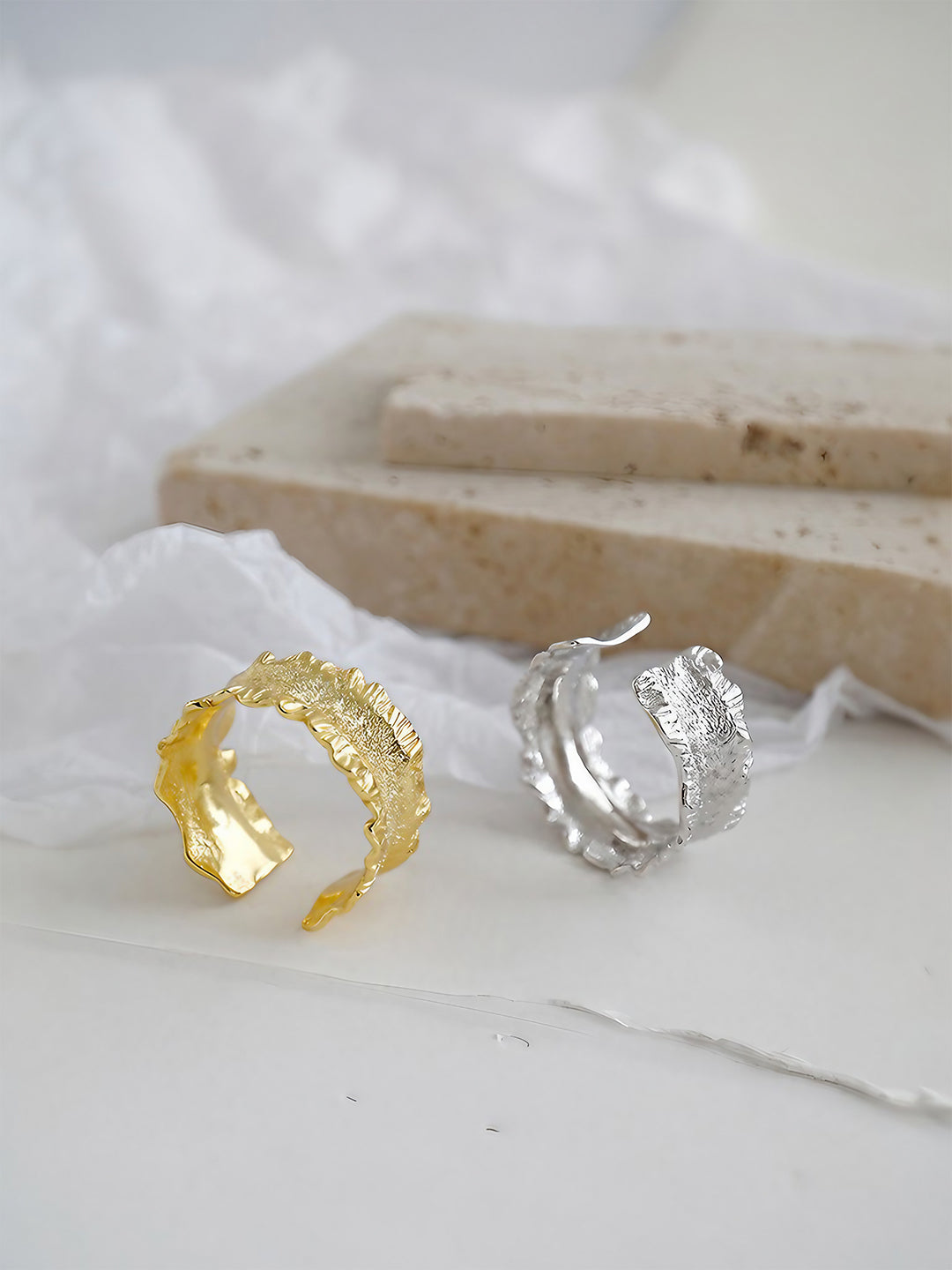 Aurum Ripple Cuff Ring-Rings-SoulAdorne