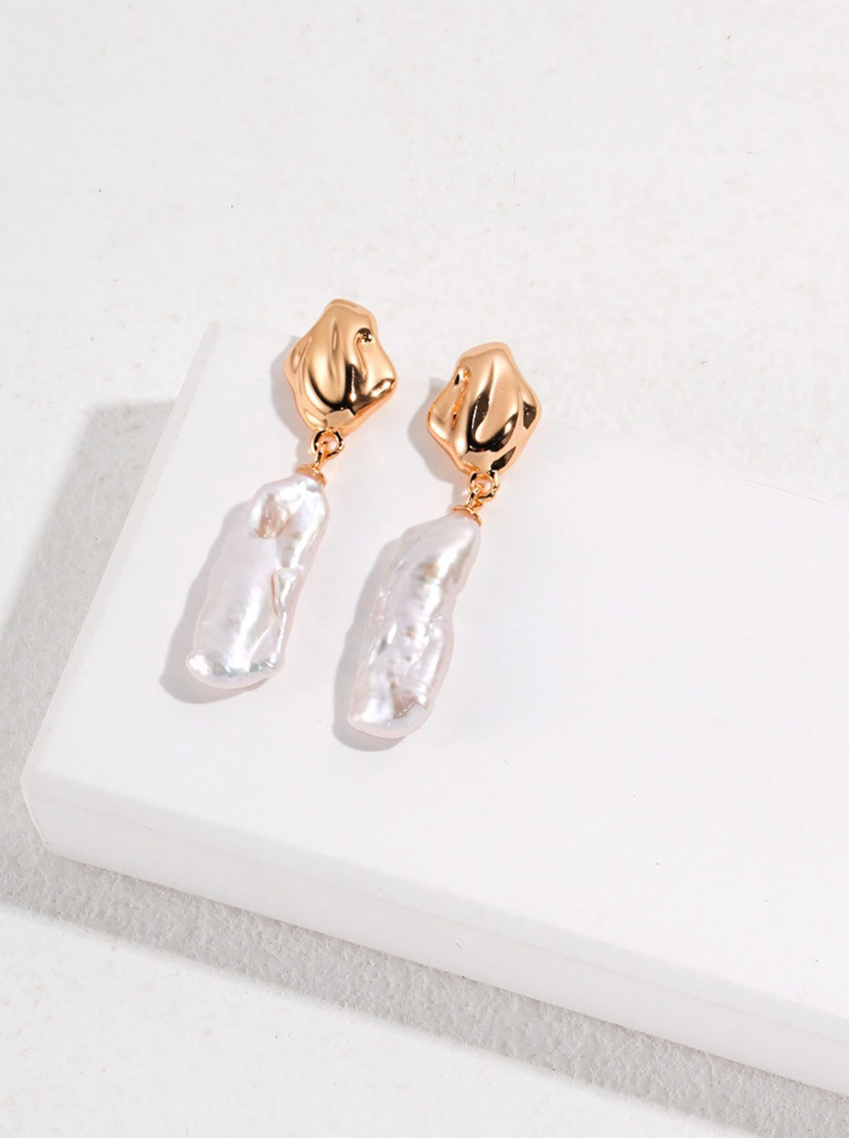 Baroque Pearl Drop Earrings-Earrings-SoulAdorne