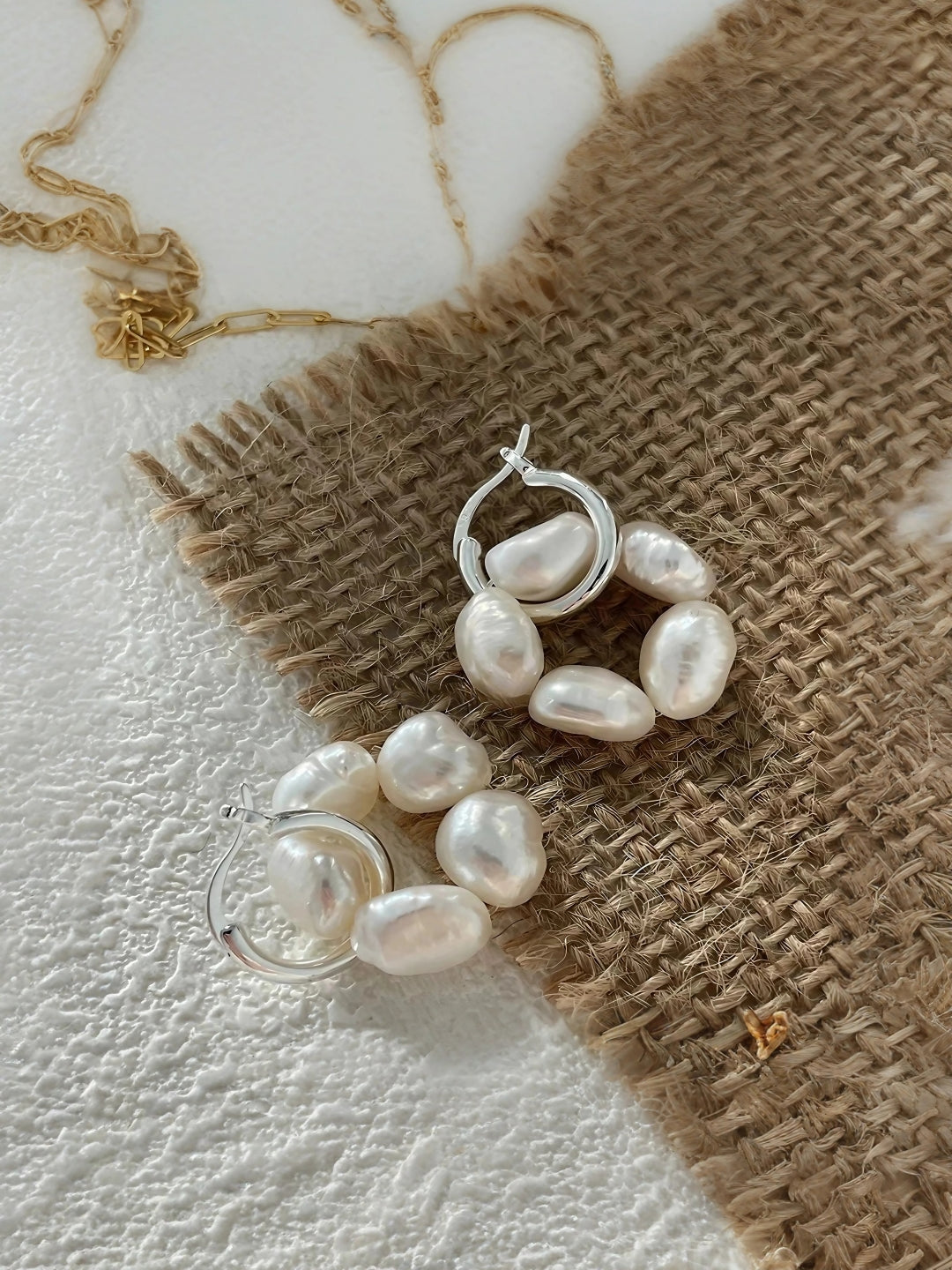 Baroque Pearl Floral Hoops-Earrings-SoulAdorne