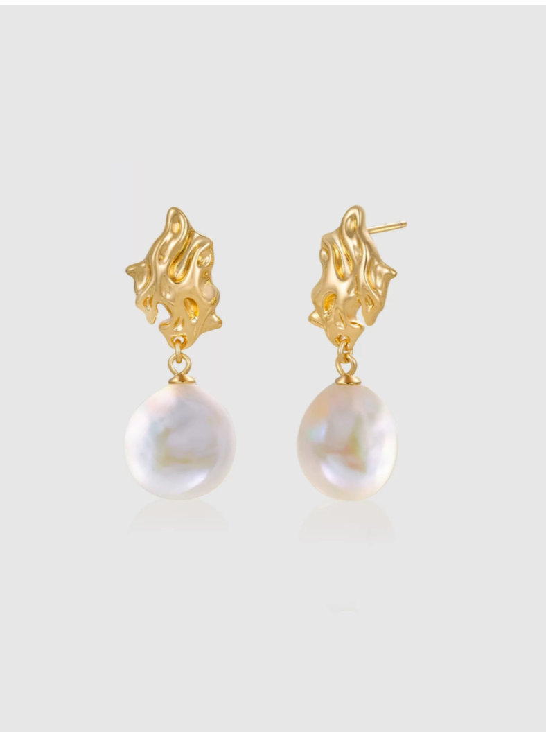 Baroque Splendor Pearl Earrings-Earrings-SoulAdorne