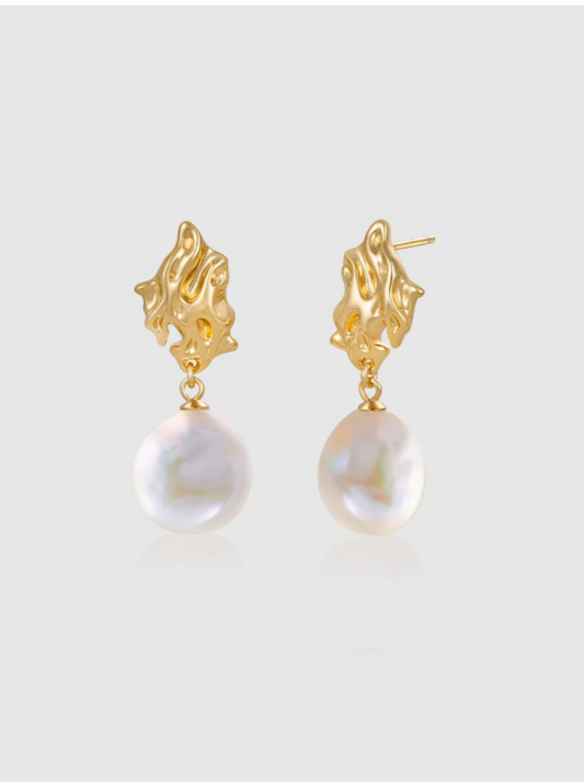 Baroque Splendor Pearl Earrings-Earrings-SoulAdorne