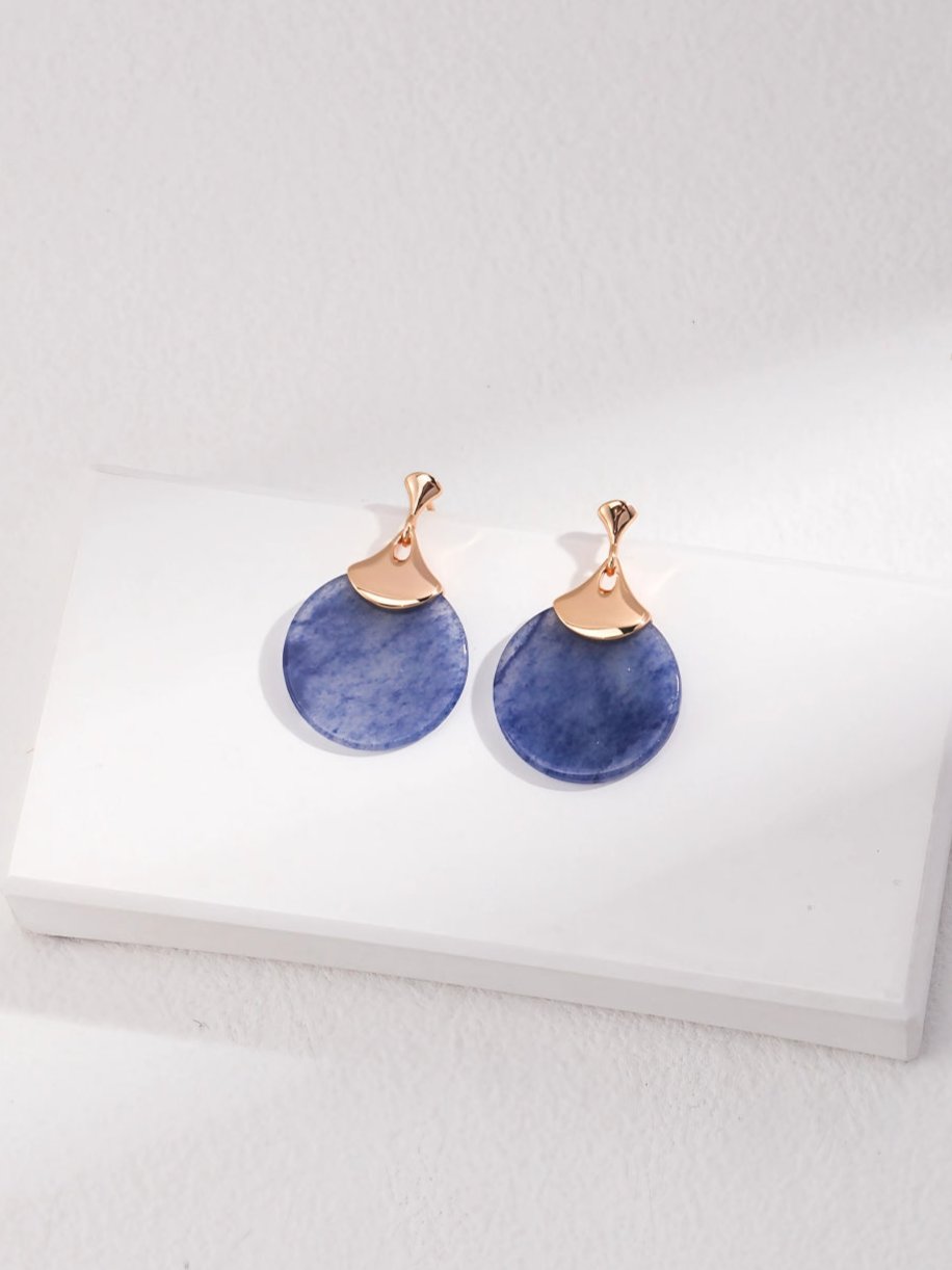 Blue Jade Drop Earrings-Earrings-SoulAdorne