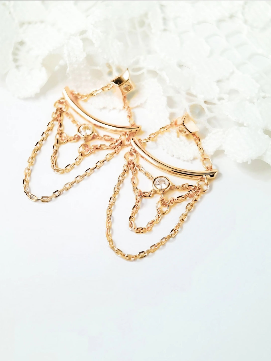 Celestial Chain Earrings-Earrings-SoulAdorne