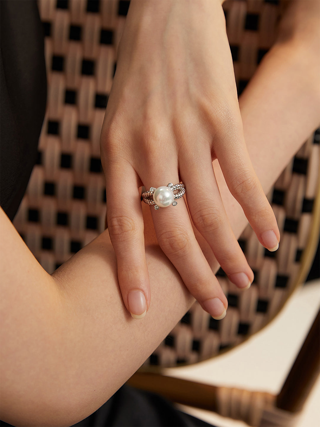 Celestial Gleam Shell Bead Ring-Rings-SoulAdorne