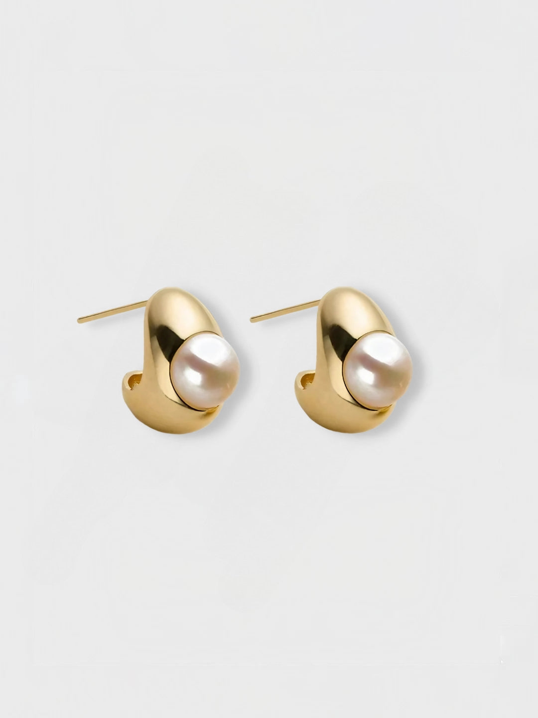 Chunk Crescent Pearl Studs-Earrings-SoulAdorne