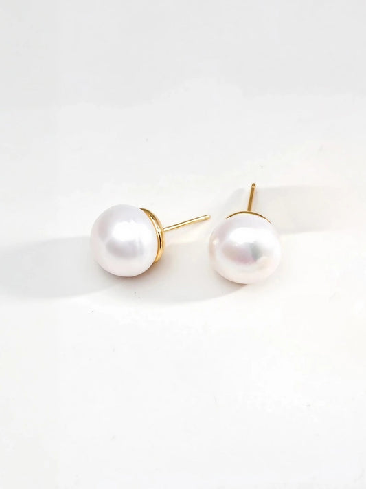 Classic Oblate Pearl Studs-Earrings-SoulAdorne