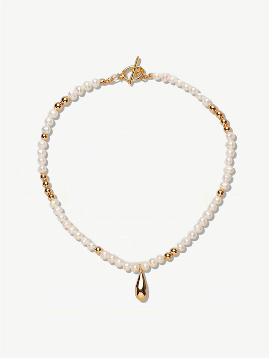 Golden Teardrop Pearl Necklace