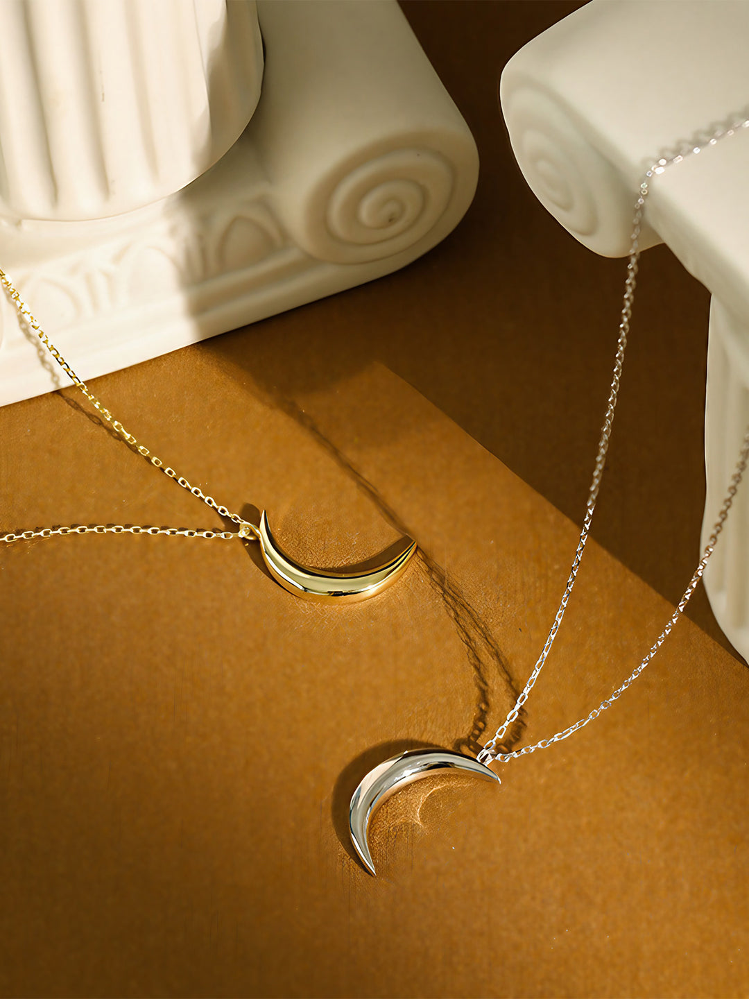 Crescent Luminance Pendant Necklace-Necklaces-SoulAdorne