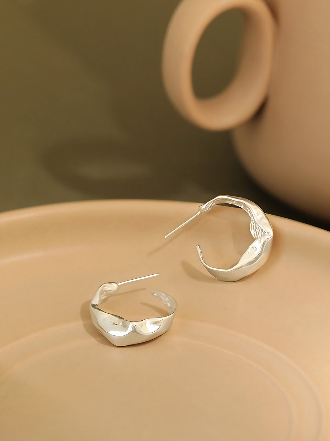 Crescent Wave Hoop-Earrings-SoulAdorne