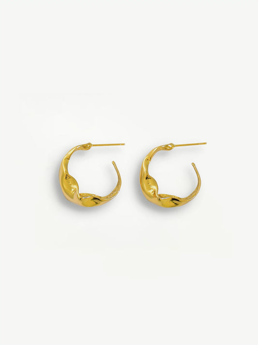 Crescent Wave Hoop-Earrings-SoulAdorne