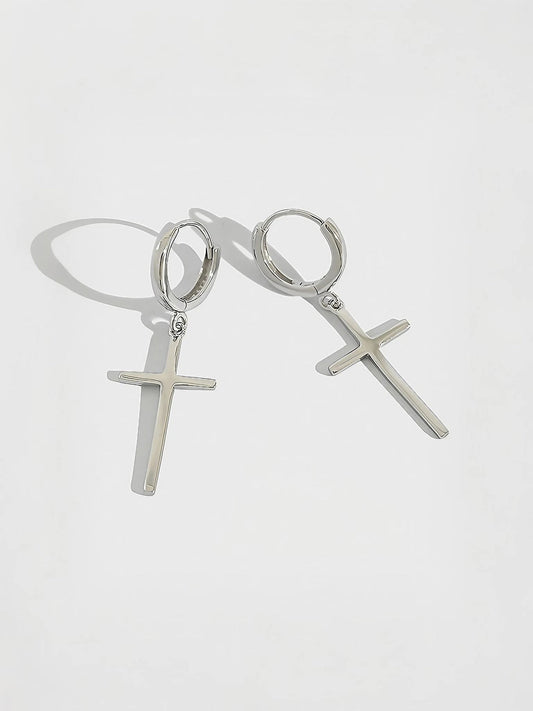 Divine Grace Cross Drop Earrings-Earrings-SoulAdorne