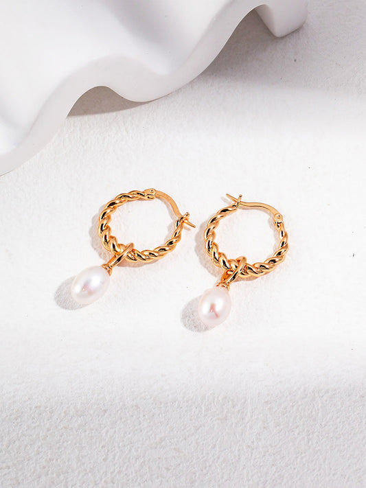 Elegant Pearl Teardrop Earrings-Earrings-SoulAdorne