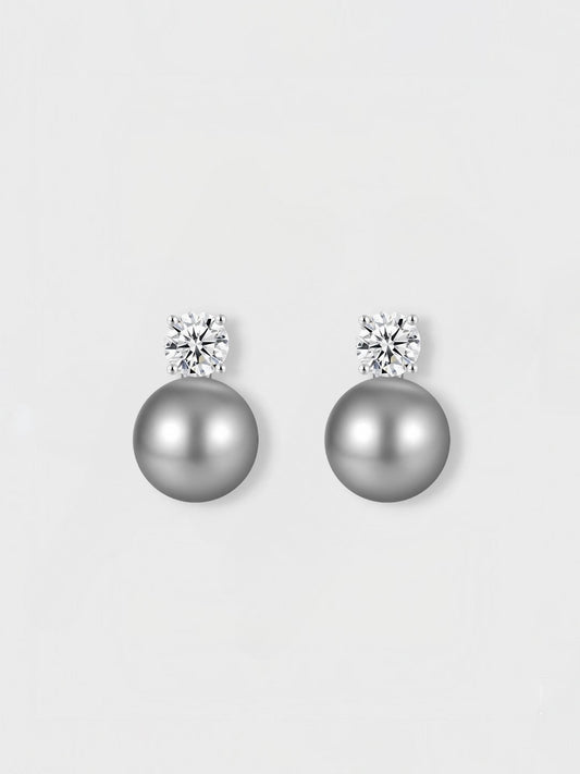 Gem Grey Pearl Studs-Earrings-SoulAdorne