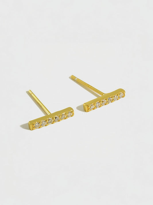 Gilded Brilliance Bar Studs-Earrings-SoulAdorne