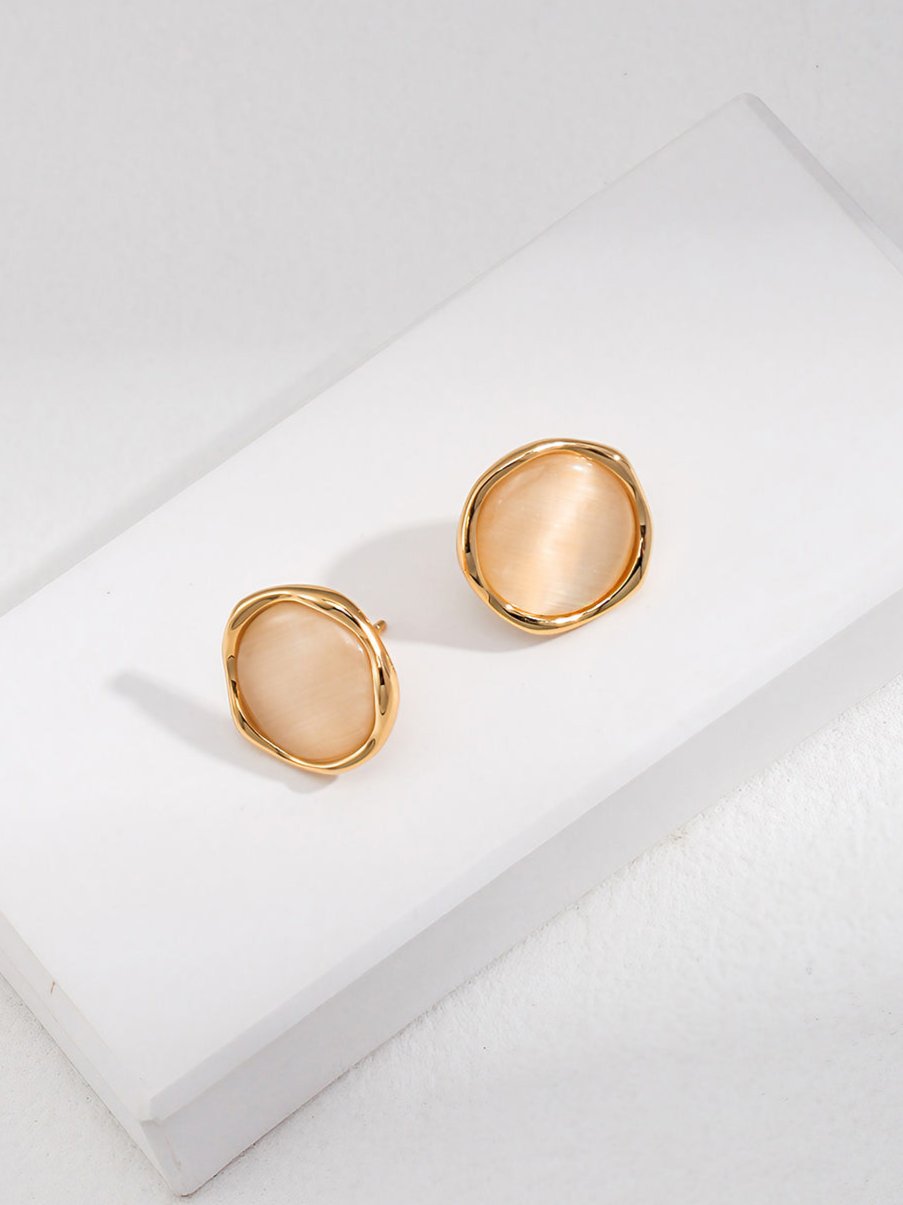 Golden Aura Disc Studs-Earrings-SoulAdorne