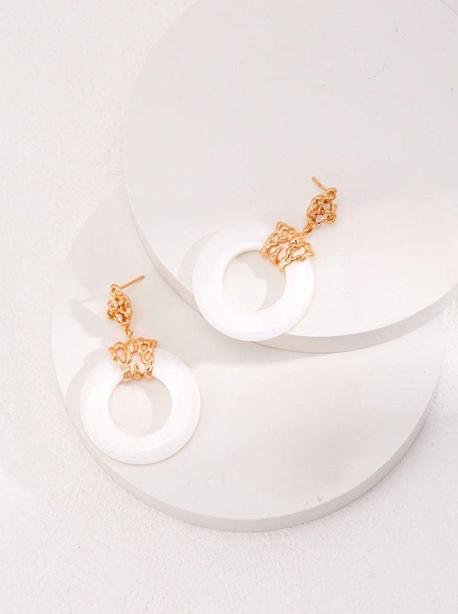 Golden Blossom Seashell Earrings-Earrings-SoulAdorne