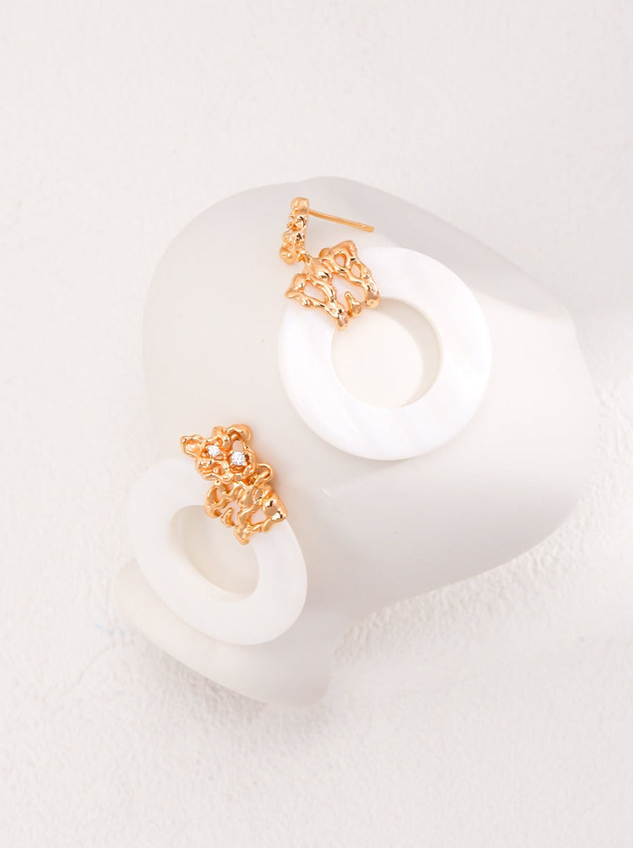 Golden Blossom Seashell Earrings-Earrings-SoulAdorne