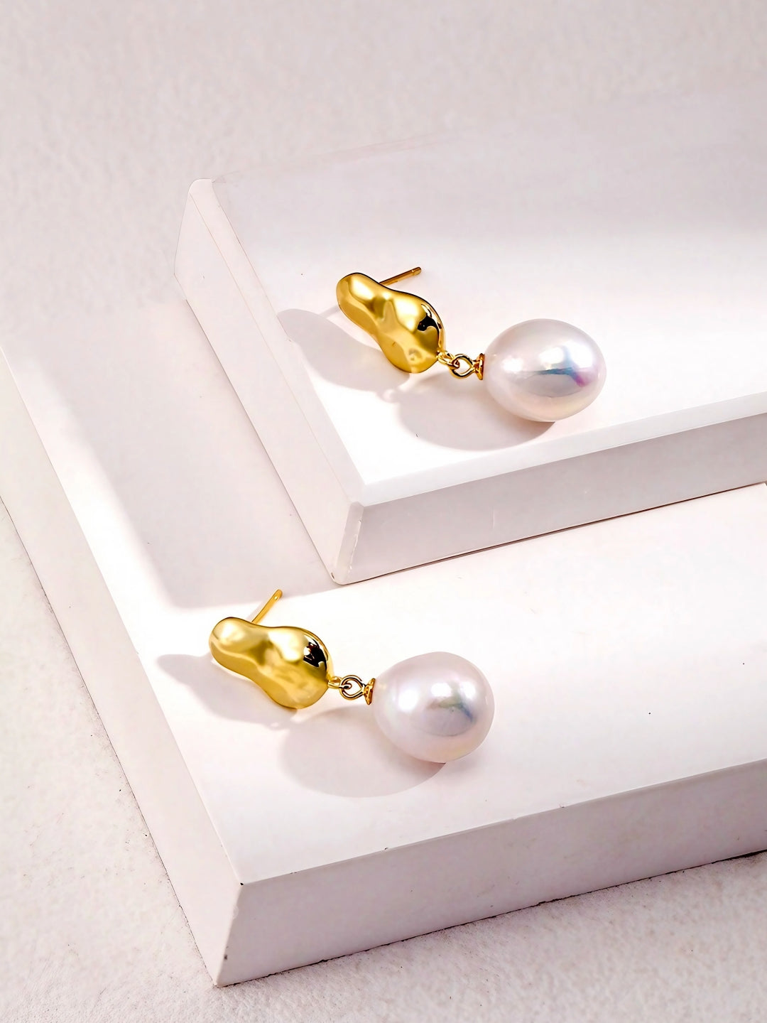 Golden Embrace Pearl Drop Earrings-Earrings-SoulAdorne