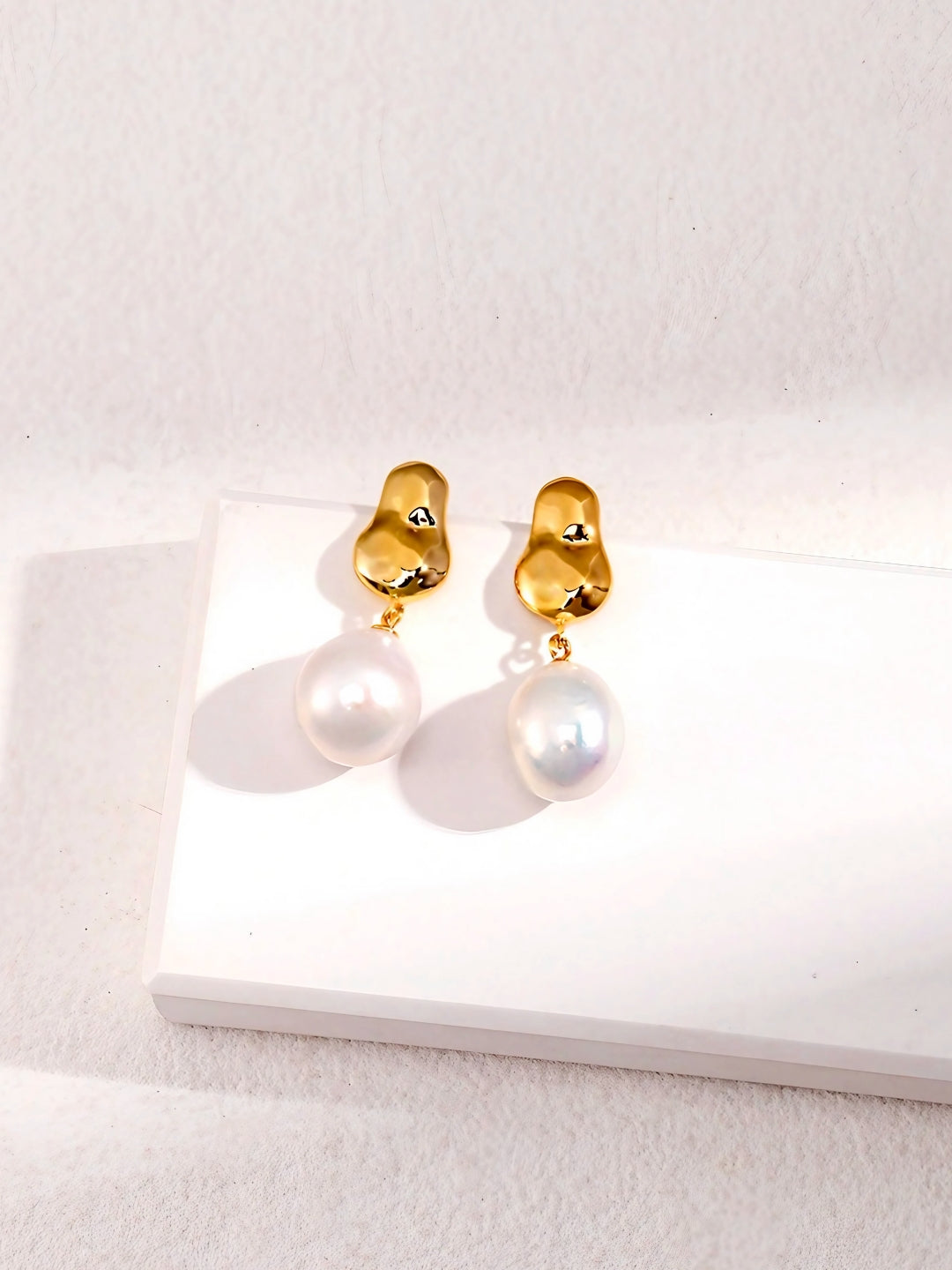 Golden Embrace Pearl Drop Earrings-Earrings-SoulAdorne