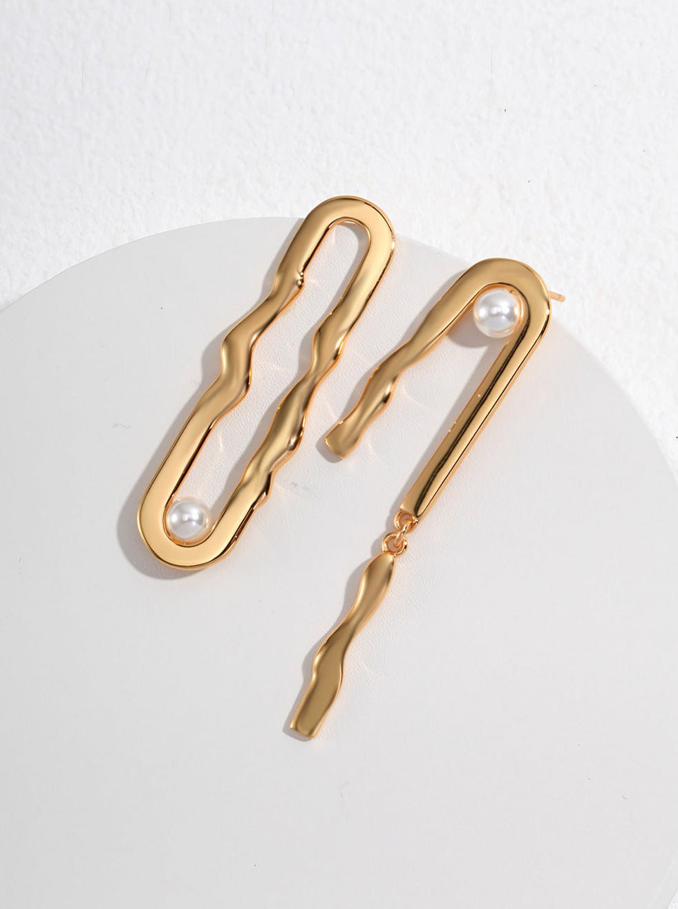 Golden Ripple Earrings-Earrings-SoulAdorne