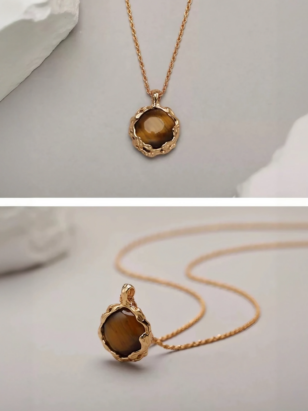 Golden Tiger-eye Embrace Necklace-Necklaces-SoulAdorne