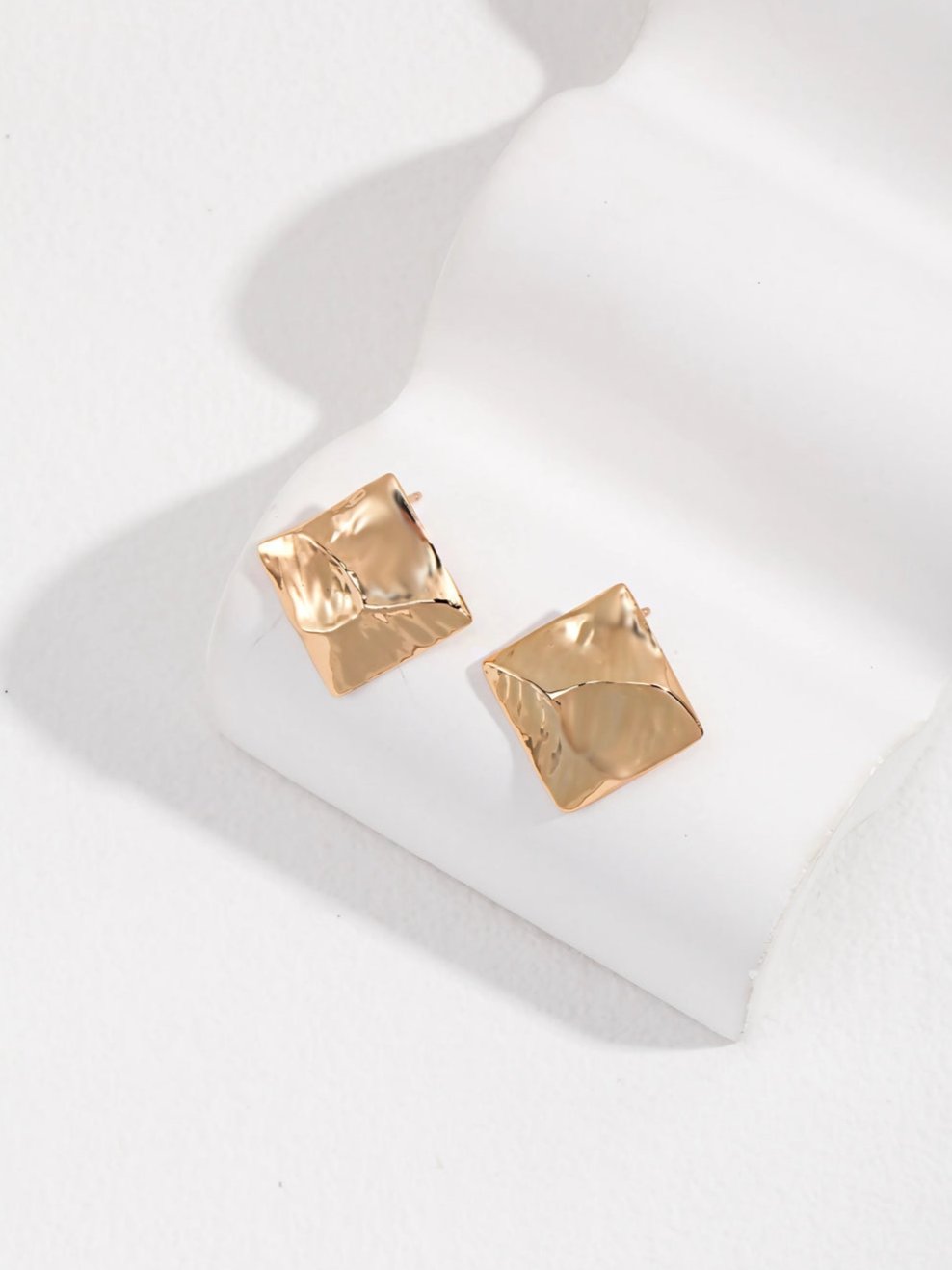 Hammered Square Studs-Earrings-SoulAdorne