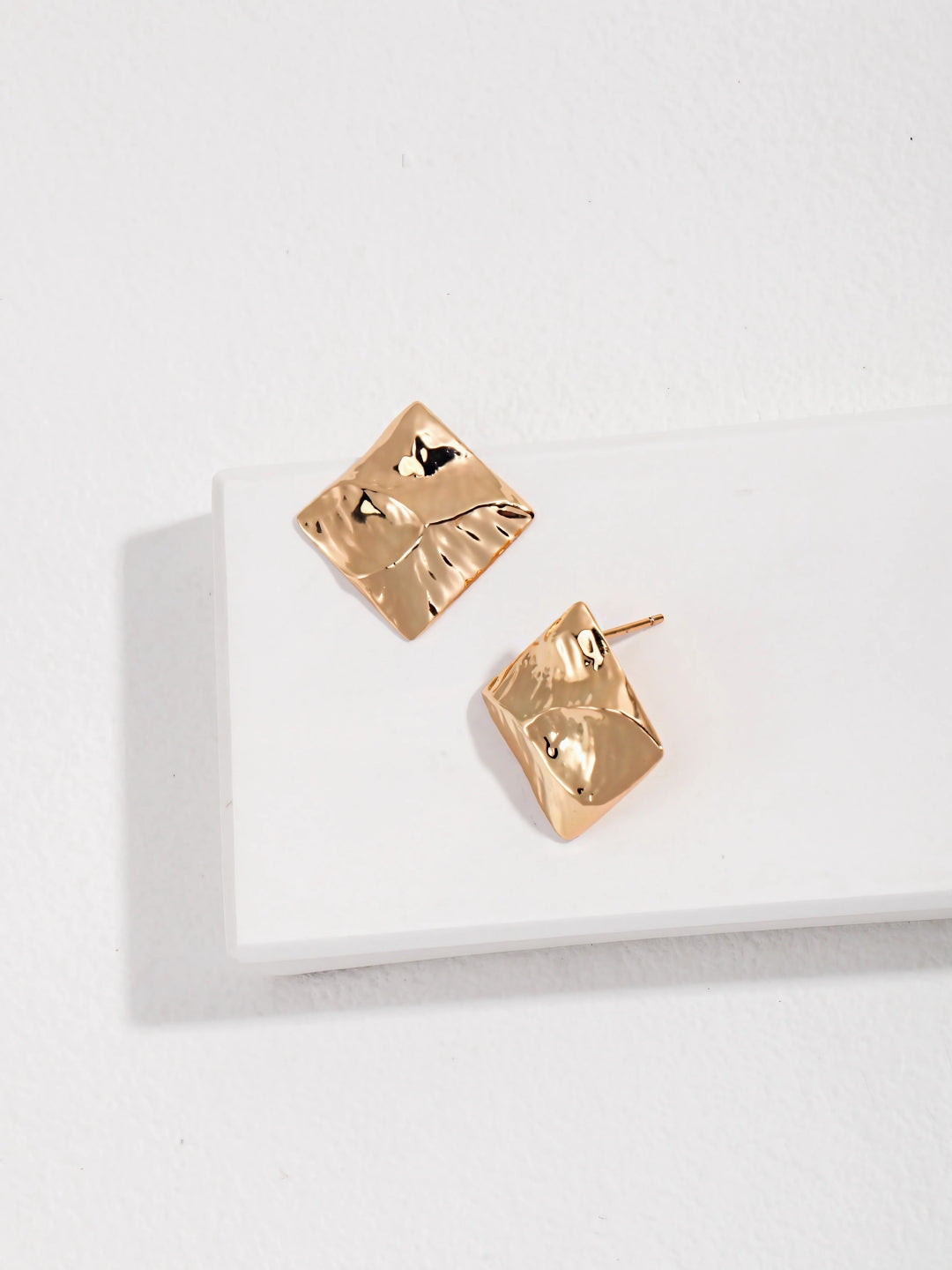 Hammered Square Studs-Earrings-SoulAdorne