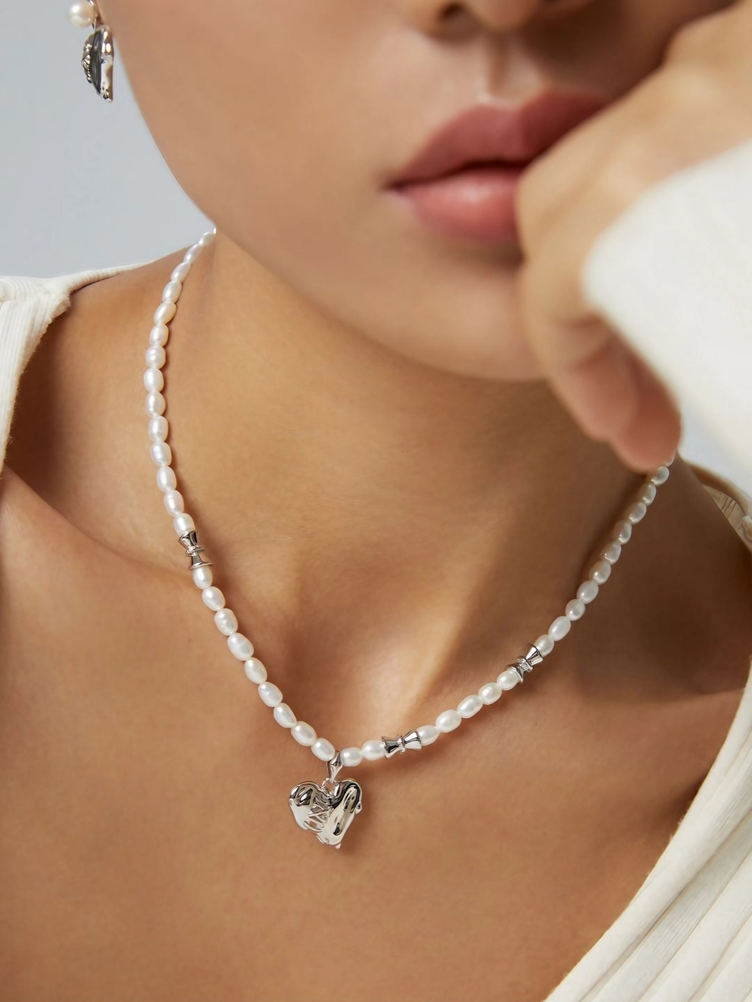 Healing Heart Pearl Necklace-Necklaces-SoulAdorne