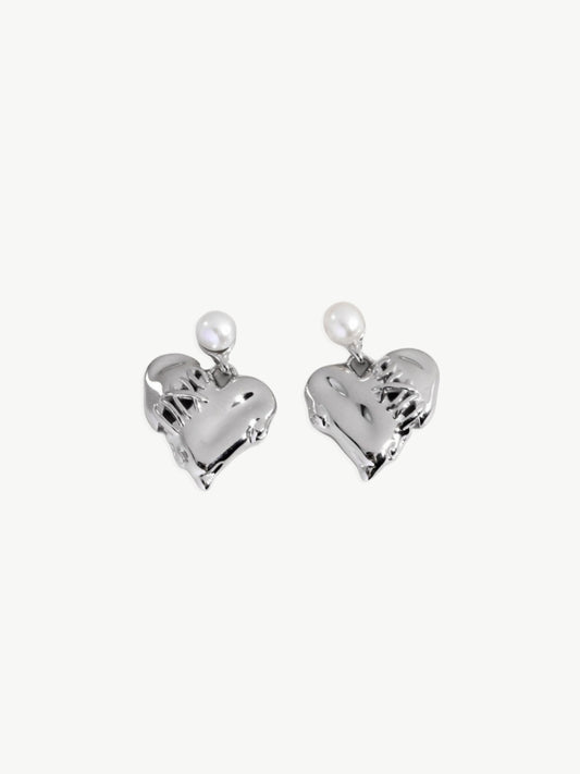 Heart Pearl Drop Earrings