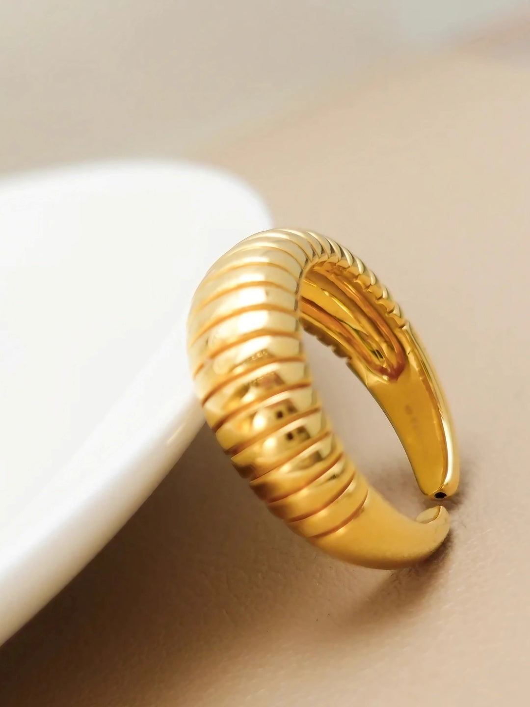 Aureate Ribbed Cuff Ring