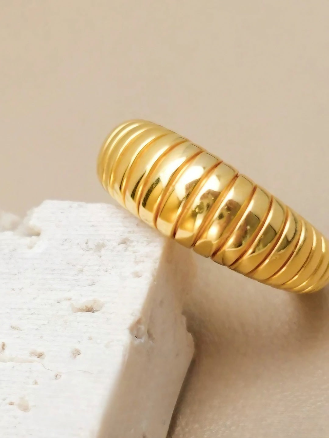 Aureate Ribbed Cuff Ring