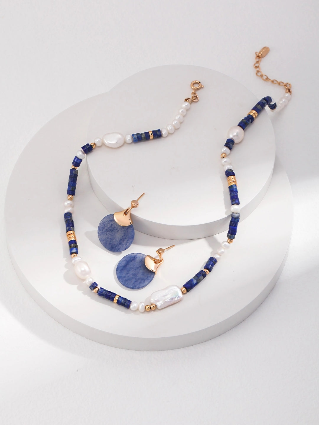 Lapis Pearl Necklace-Necklaces-SoulAdorne