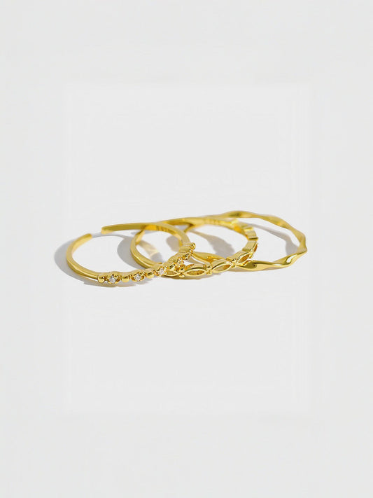 Laurel Harmony Rings (3 Pieces)-Rings-SoulAdorne