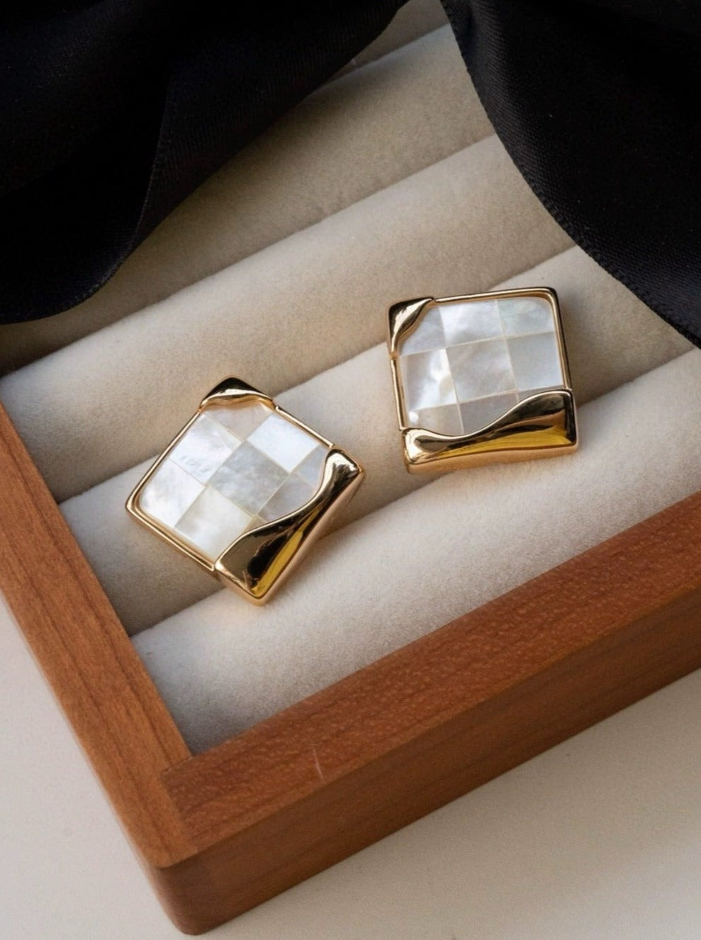 Luminous Frame Mother-of-Pearl Studs-Earrings-SoulAdorne