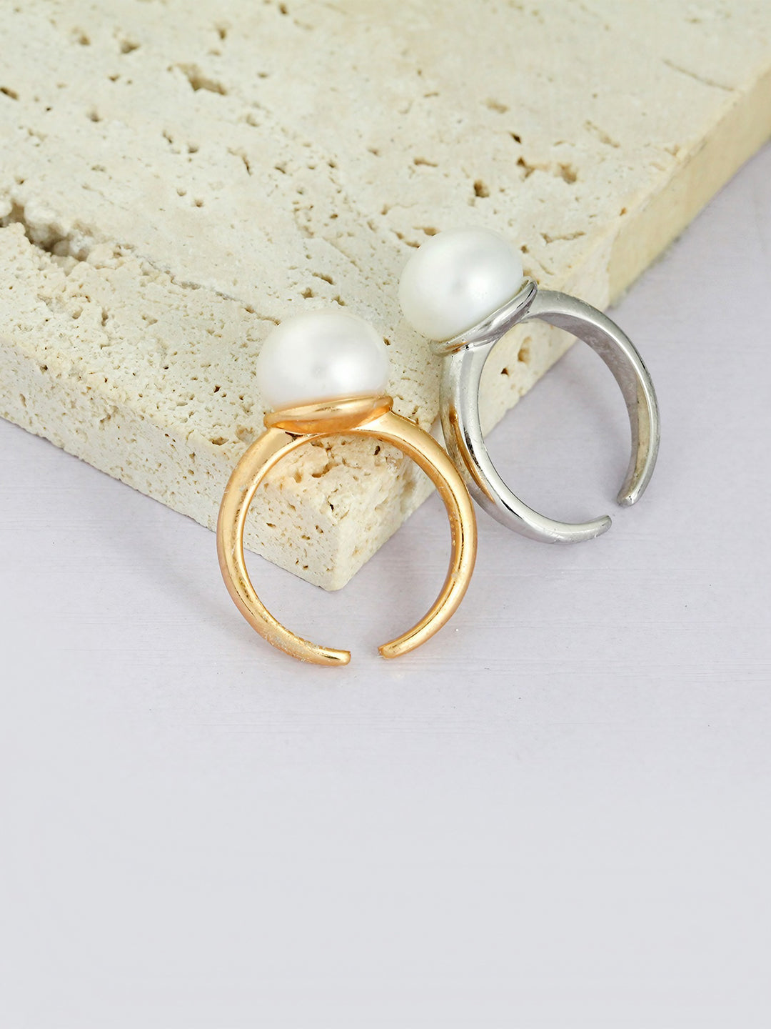 Lustrous Elegance Adjustable Pearl Ring-Rings-SoulAdorne