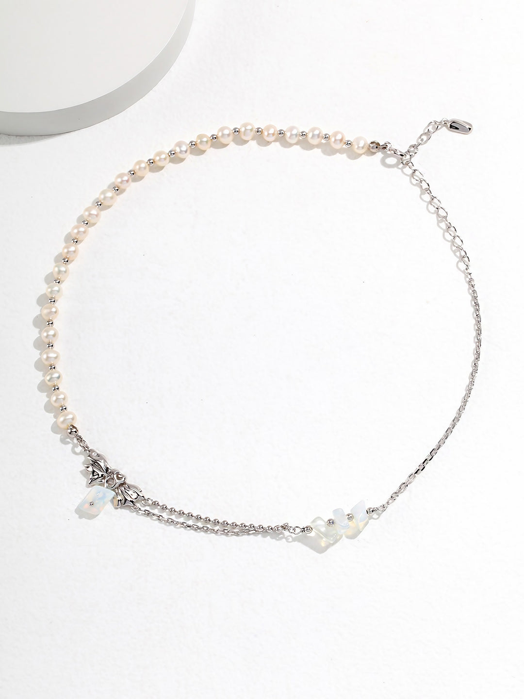 Lustrous Opal & Pearl Necklace-Necklaces-SoulAdorne