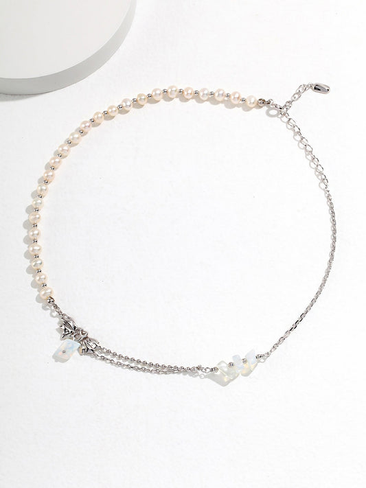 Lustrous Opal & Pearl Necklace-Necklaces-SoulAdorne