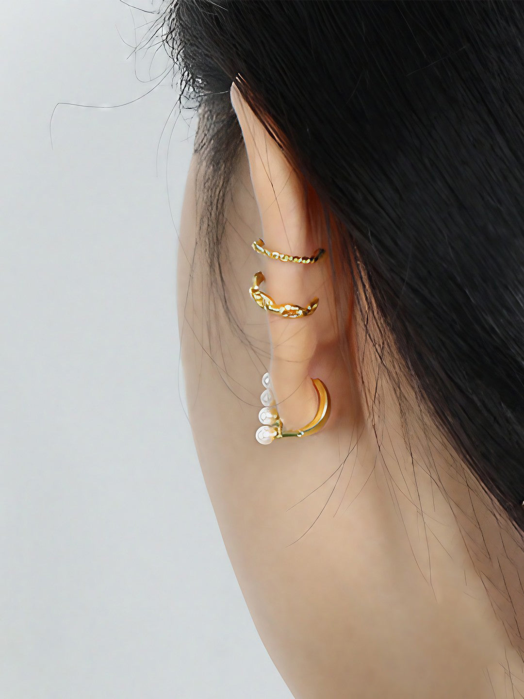 Lustrous Orbit Pearl Huggies-Earrings-SoulAdorne