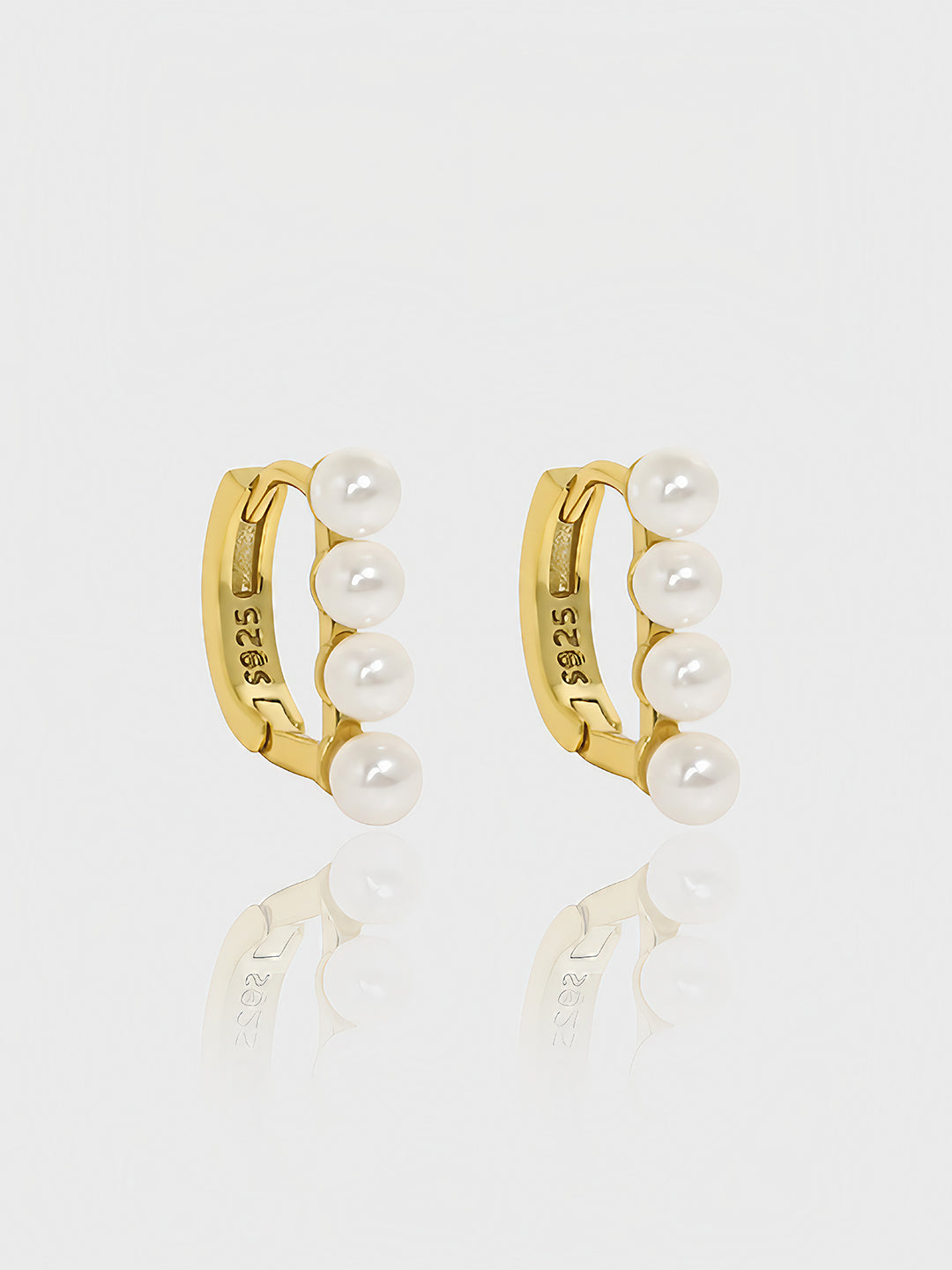 Lustrous Orbit Pearl Huggies-Earrings-SoulAdorne