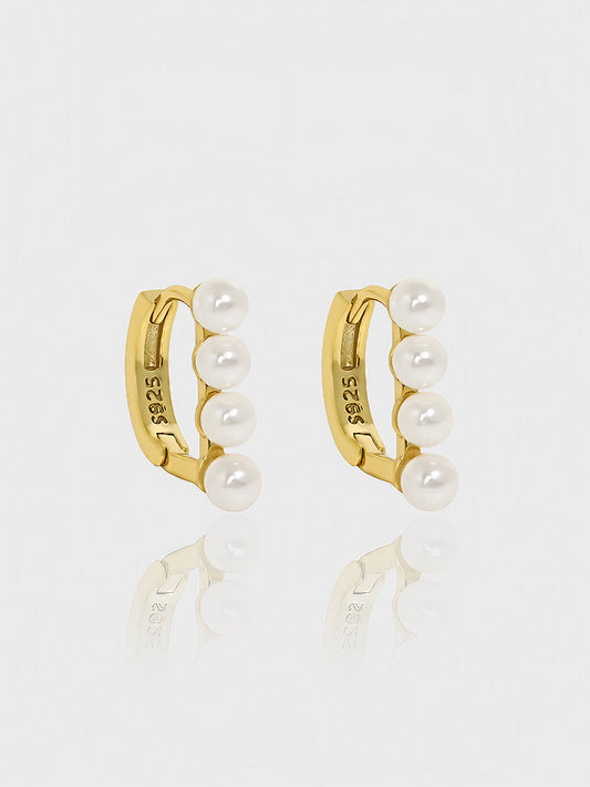 Lustrous Orbit Pearl Huggies-Earrings-SoulAdorne