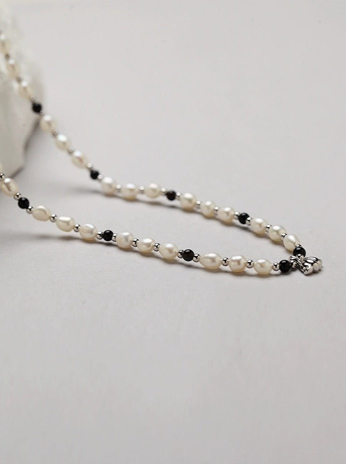 Monochrome Mystique Pearl Necklace-Necklaces-SoulAdorne