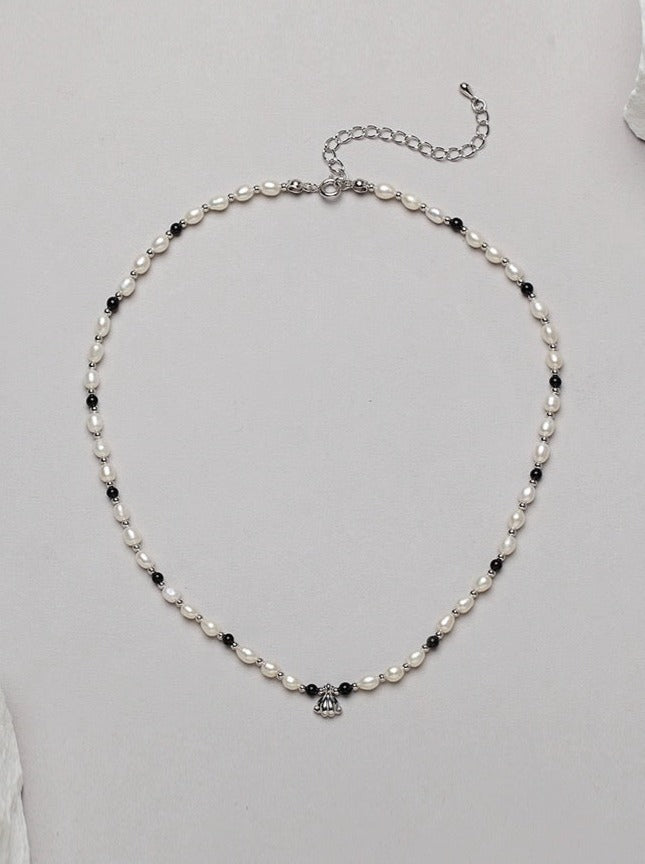 Monochrome Mystique Pearl Necklace-Necklaces-SoulAdorne