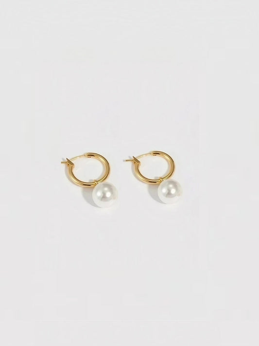 Orb Hoop Pearl Earrings