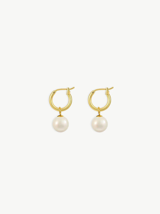 Orb Hoop Pearl Earrings